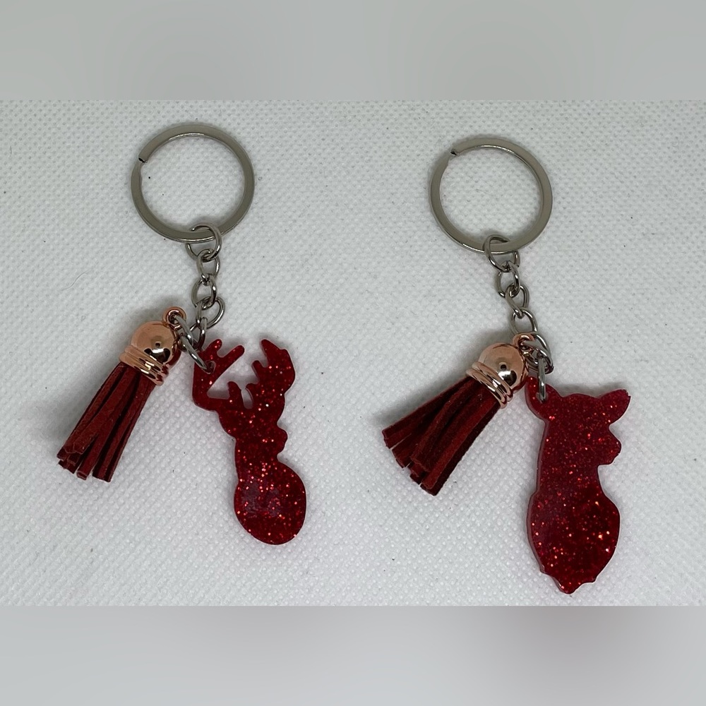 His + Hers Deer Head Keychains